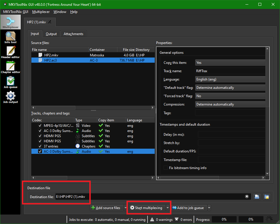 Naming the output file in the MKVToolNix user interface
